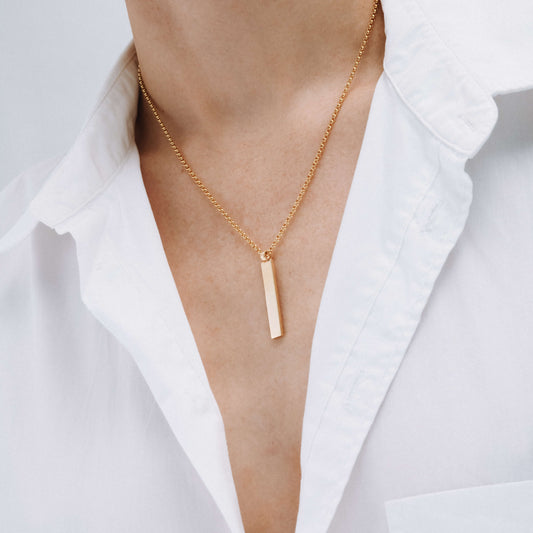 Pillar Tag Pendant in Yellow Gold
