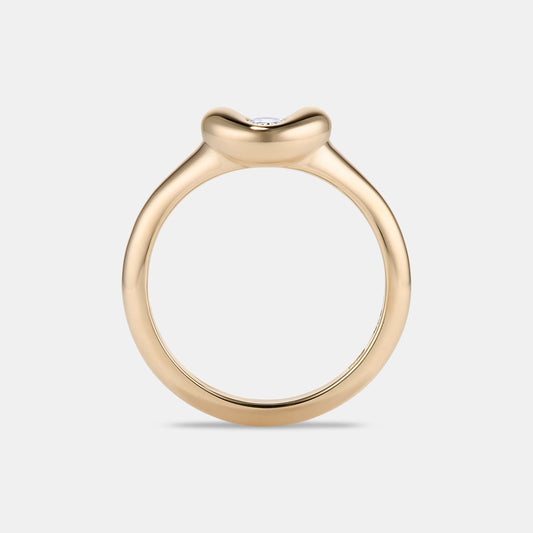 Pillow Oval Diamond Pinky Ring in yellow gold