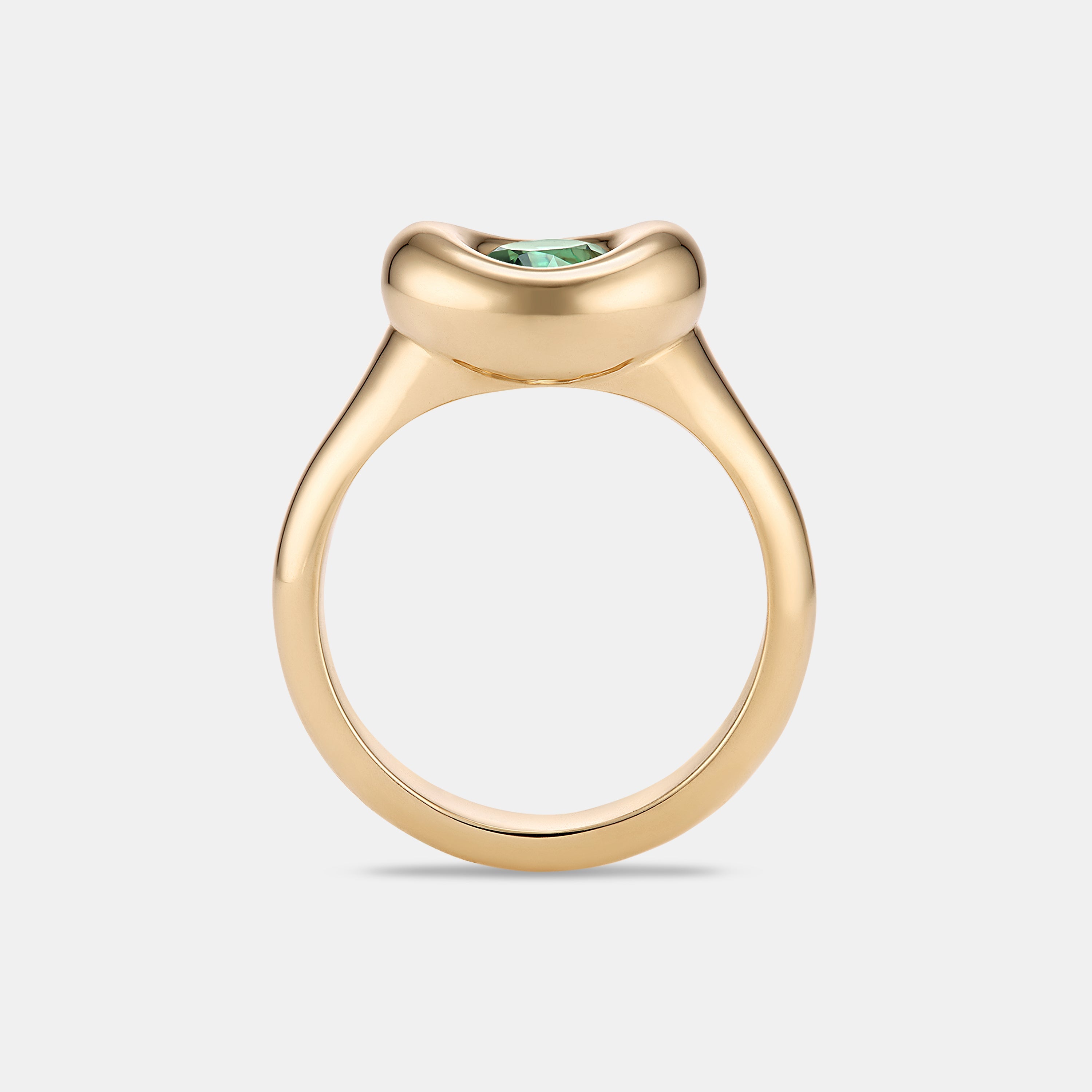 PILLOW 0.75ct Oval Lagoon Green Tourmaline Pinky Ring