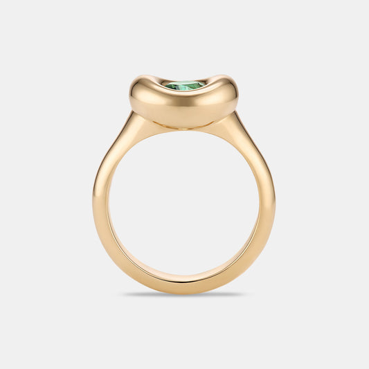 PILLOW 0.75ct Oval Lagoon Green Tourmaline Pinky Ring
