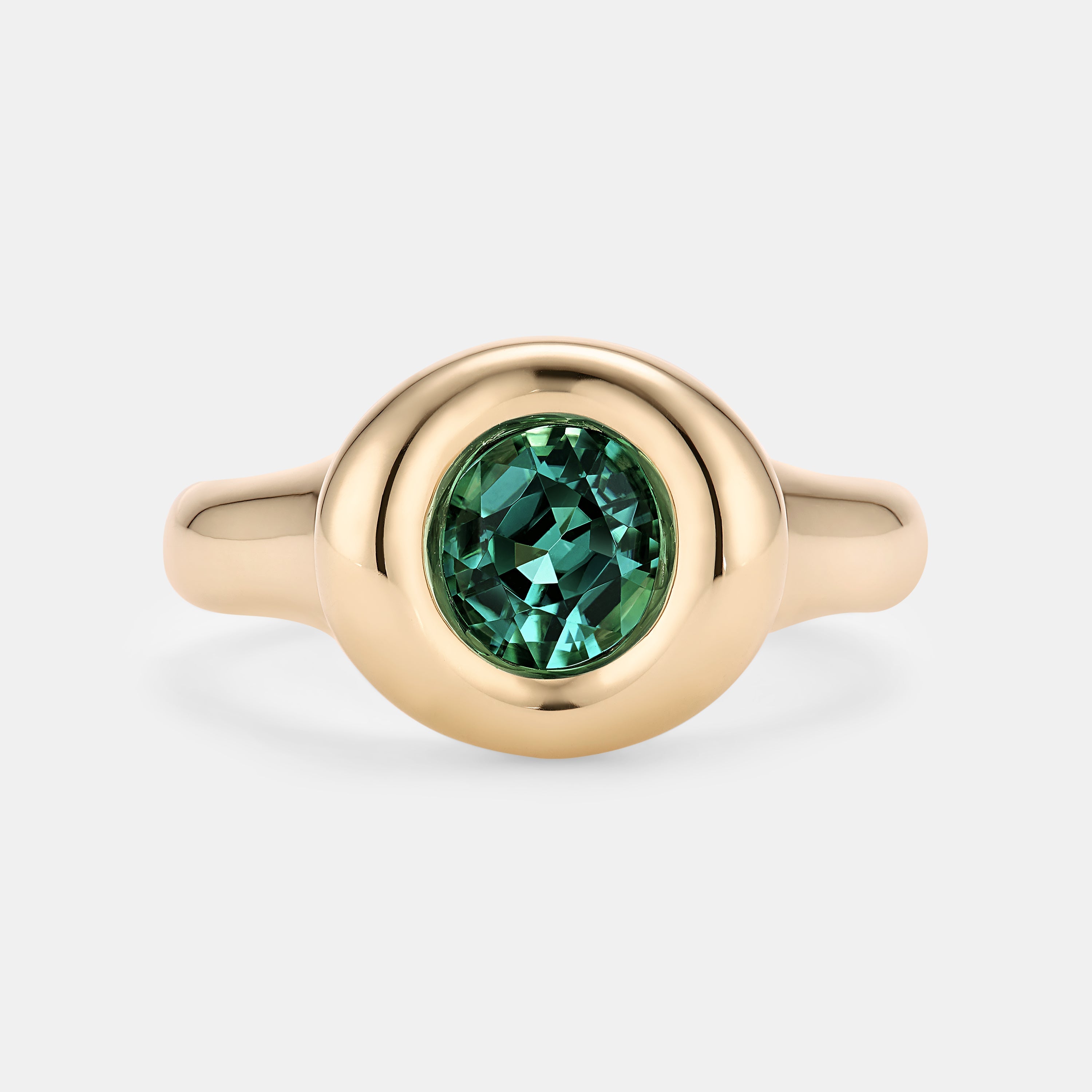 PILLOW 0.75ct Oval Lagoon Green Tourmaline Pinky Ring