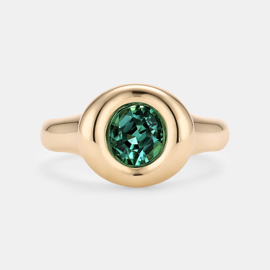 PILLOW 0.75ct Oval Lagoon Green Tourmaline Pinky Ring
