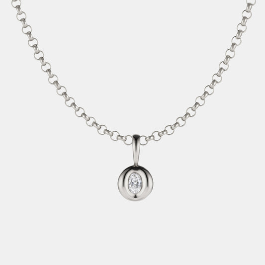 Pillow Oval Diamond Pendant in 18 karat white gold