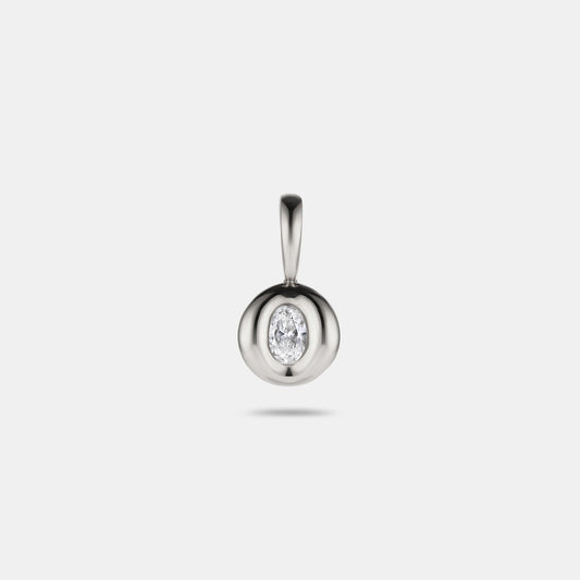Pillow Oval Diamond Pendant in 18 karat white gold