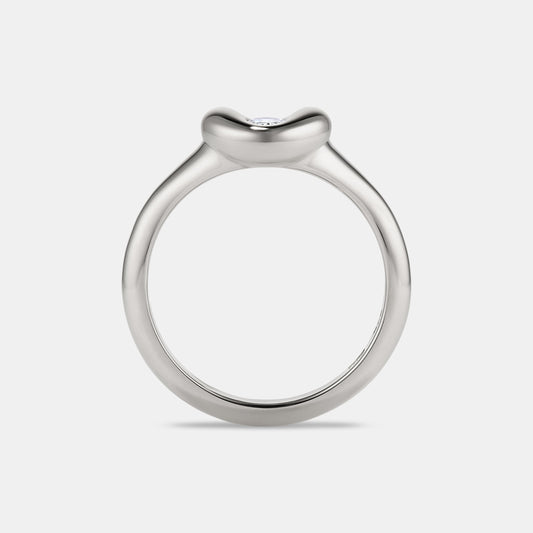 Pillow Oval Diamond Pinky Ring in white gold