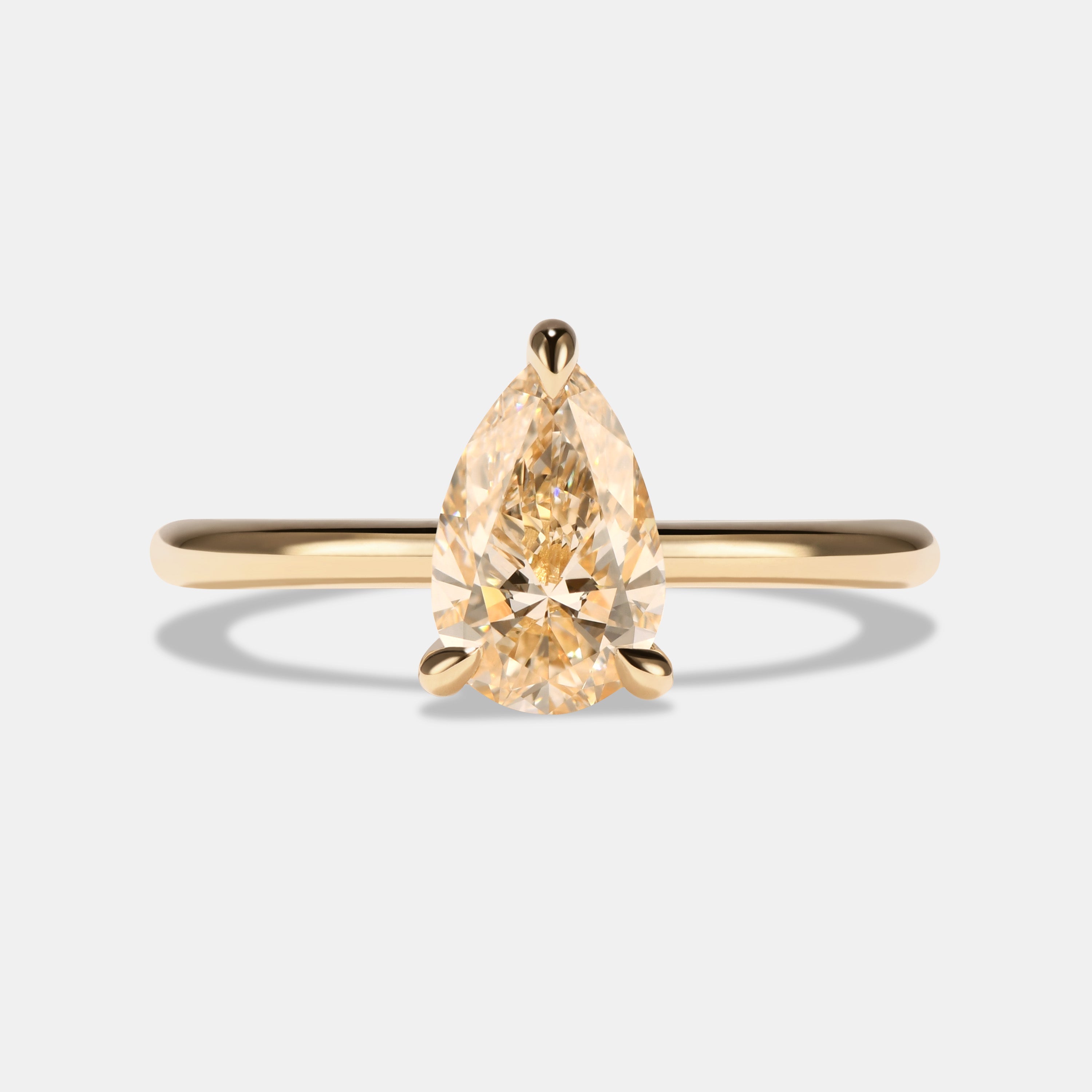 Selene 1.20ct Pear Champagne Diamond Solitaire Engagement Ring