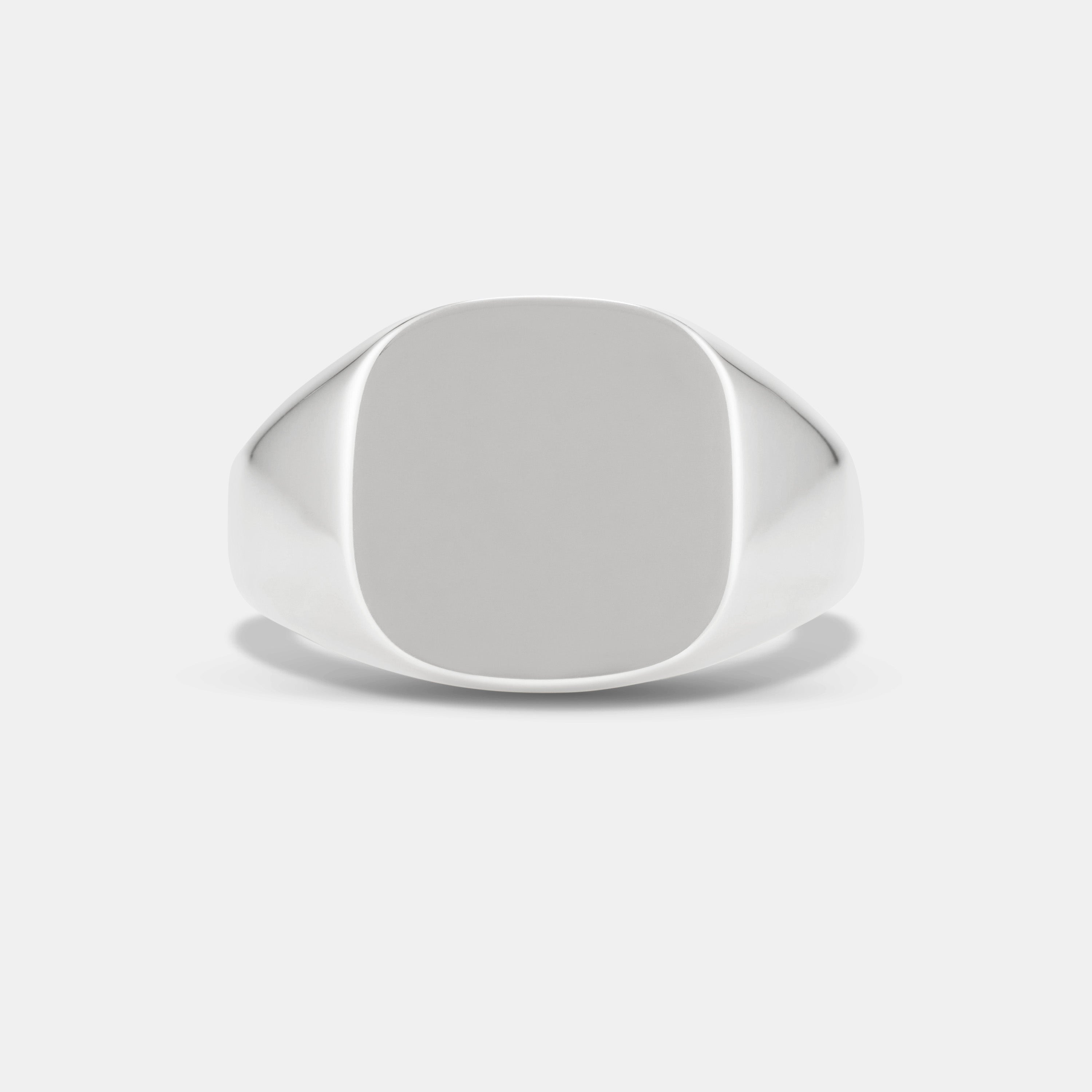Square Cushion Signet Ring in Platinum
