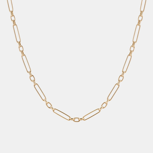Trombone Link Handmade Chain Necklace in 9 karat Yellow Gold