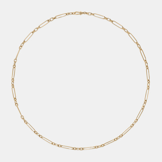 Trombone Link Handmade Chain Necklace in 9 karat Yellow Gold