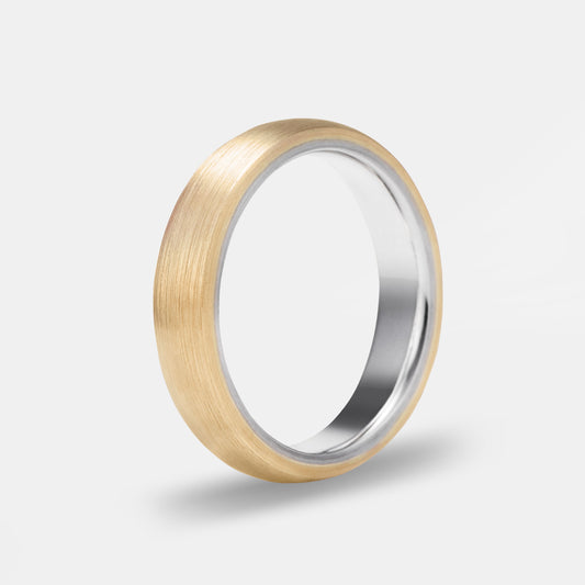 Two Tone Band in yellow and white gold