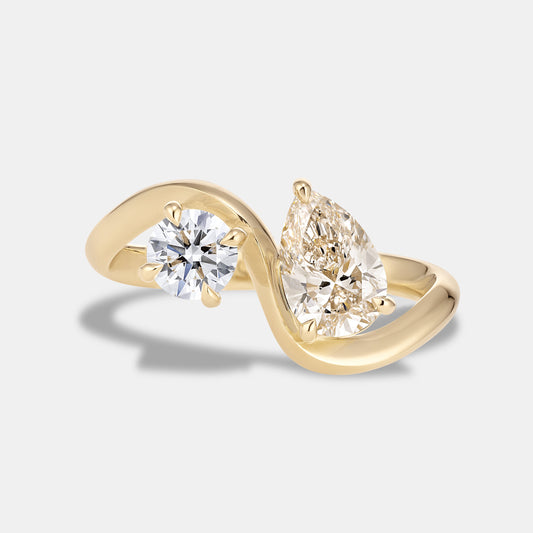 ZAHA 1.45ctw Champagne Diamond Toi Et Moi Engagement Ring