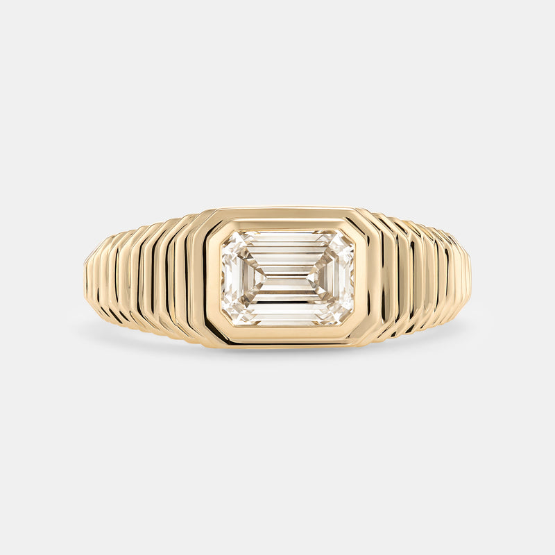 Ziggurat 1.16ct Emerald Cut Champagne Diamond Ring