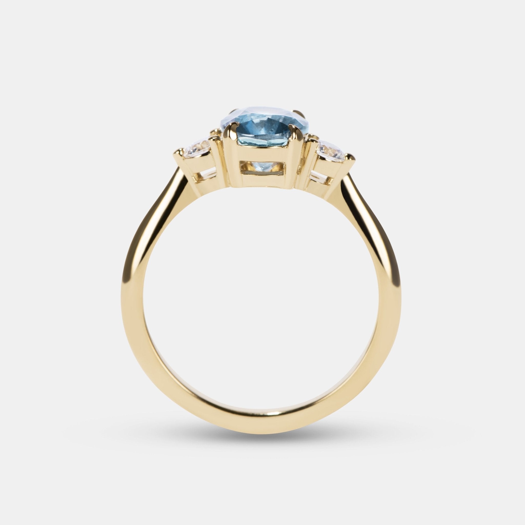 Clover Sapphire Three Stone Engagement Ring