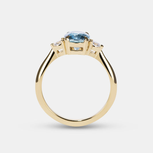 Clover Sapphire Three Stone Engagement Ring